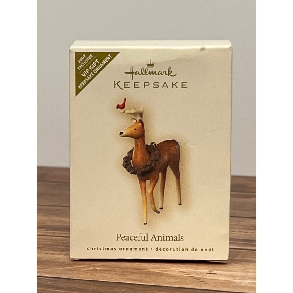 2007 HALLMARK ORNAMENT AD4081Ai PEACEFUL ANIMALS DEER CARDINAL PATRICIA ANDREWS